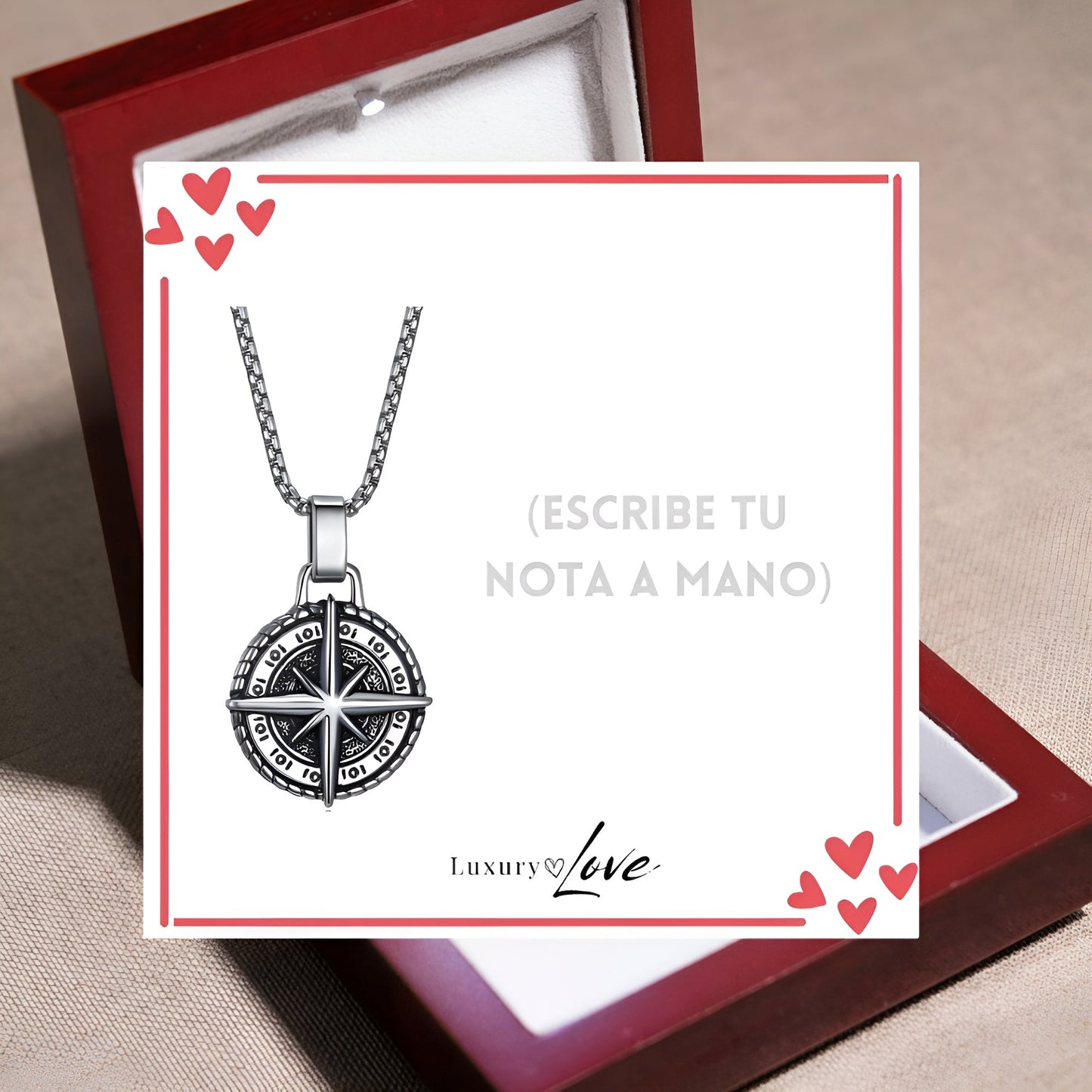 Collana Stella del Nord® per il mio Uomo (con lettera dedicata e Scatola con Luce)