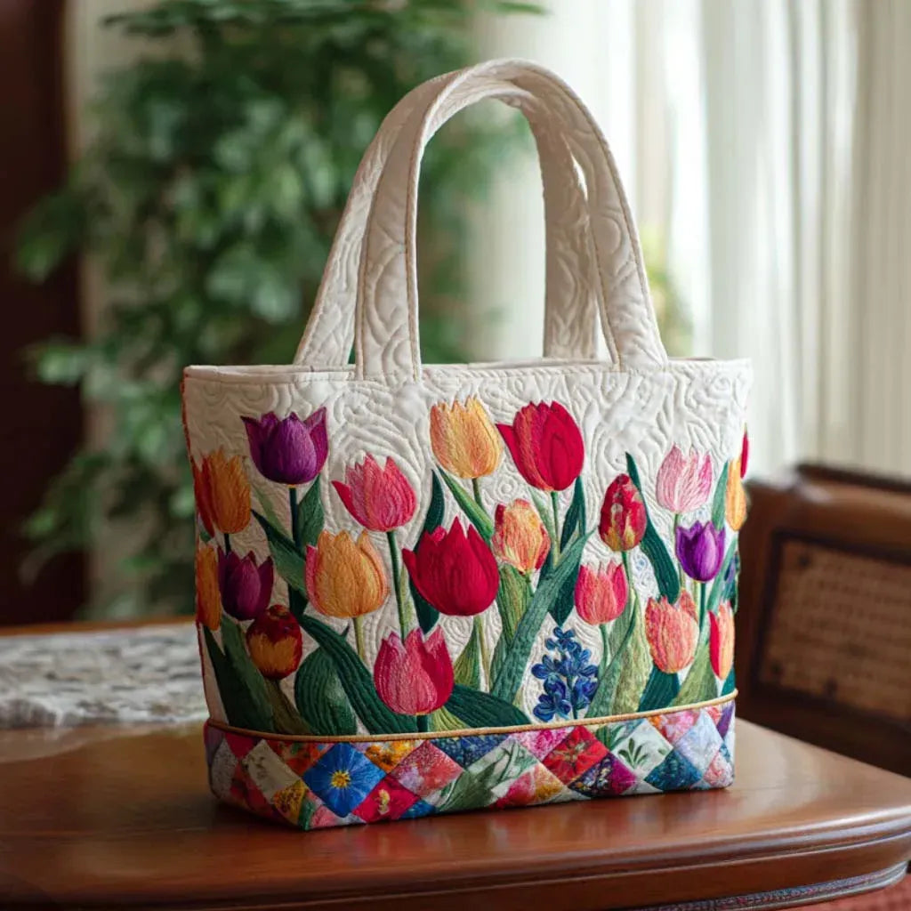 Bolso con estampado de tulipanes