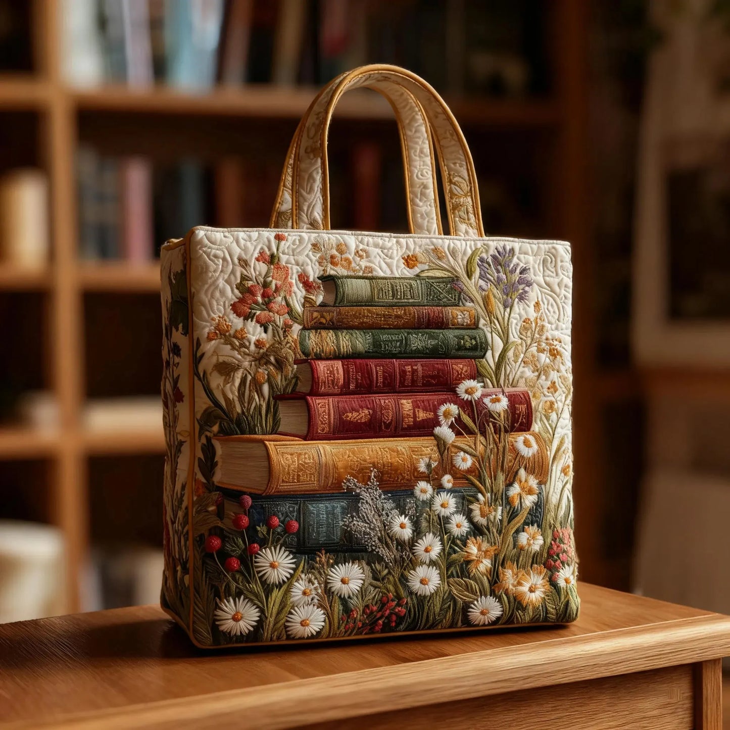 Bolso acolchado hecho a mano con estampado floral