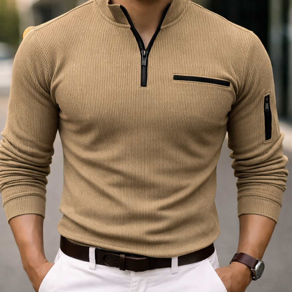 GUSTEOUS║T-shirt a maniche lunghe con cerniera