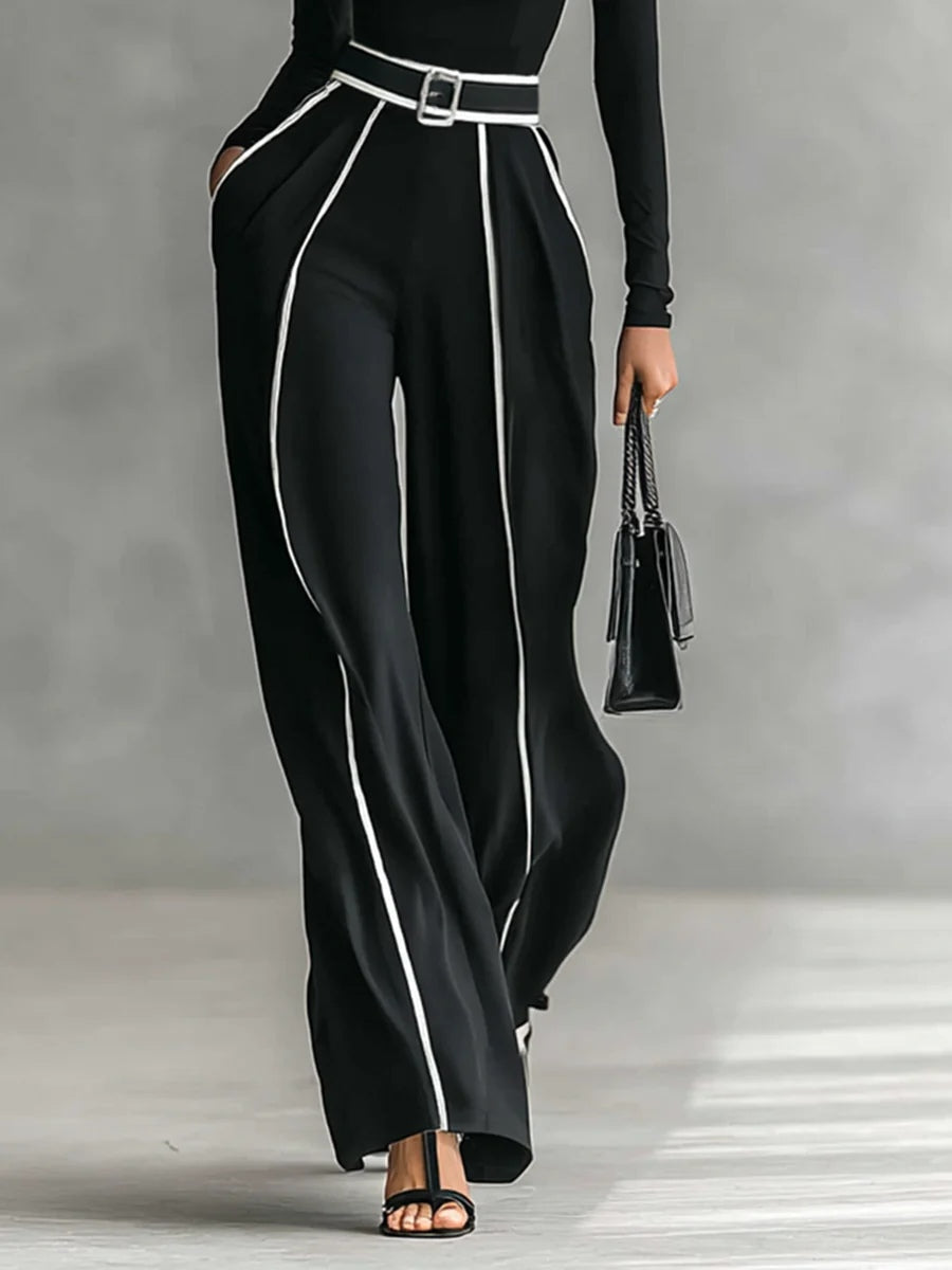 EMMA™║ Elegante completo due pezzi con collo alto e pantaloni a palazzo