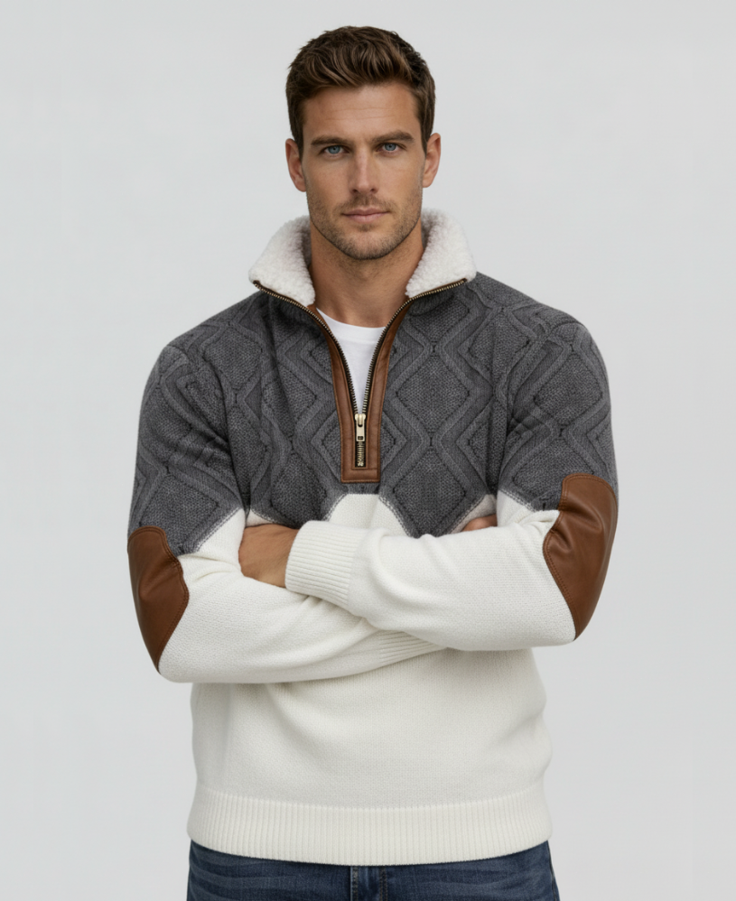 MAXIM™║Maglione con cerniera e collo foderato