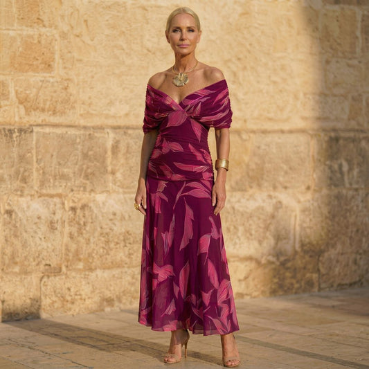 Celeste | Abito elegante a foglie