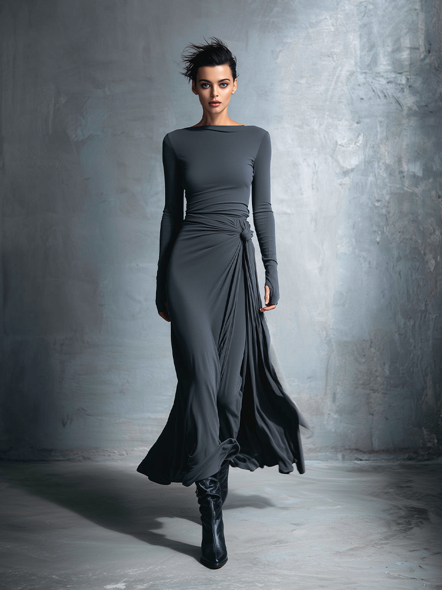 NAIARA║Vestito lungo con nodo laterale