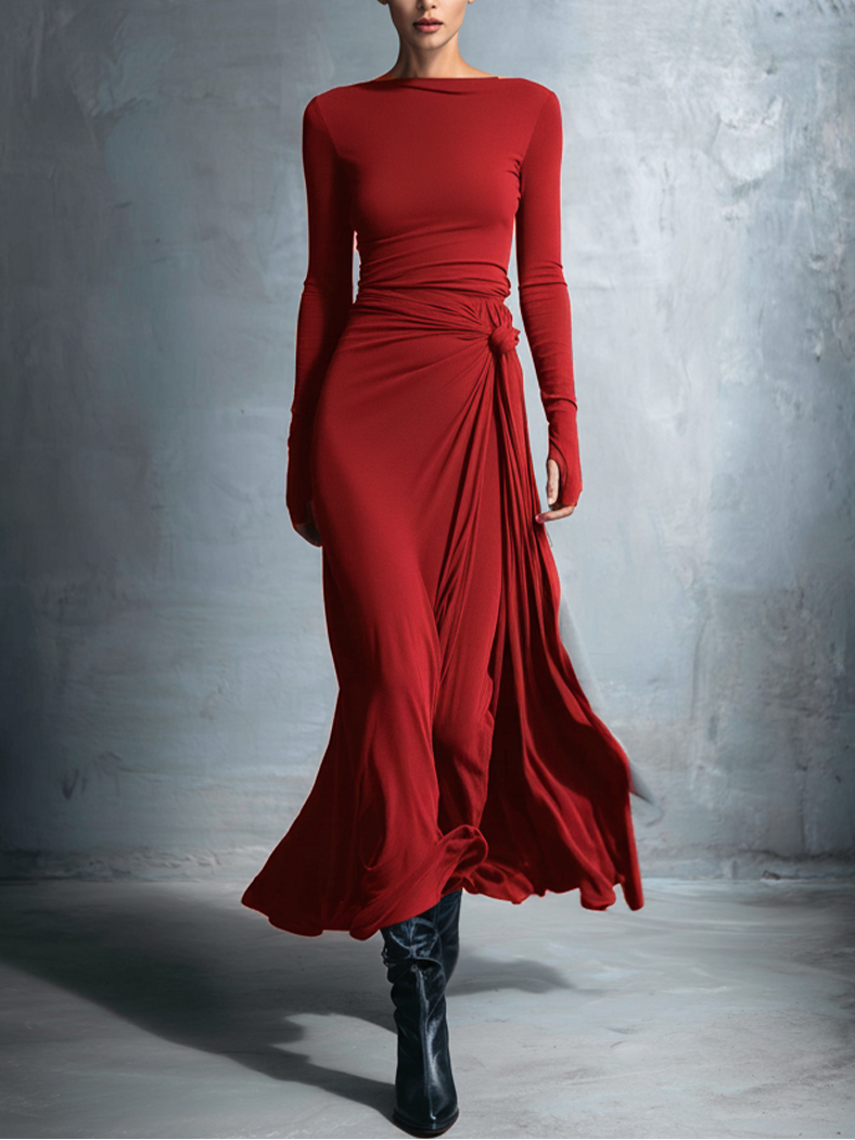 NAIARA║Vestito lungo con nodo laterale