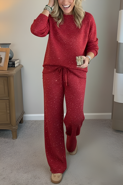 VIVIANA™║Girocollo, lucida, colore uniforme, stile completamente informale