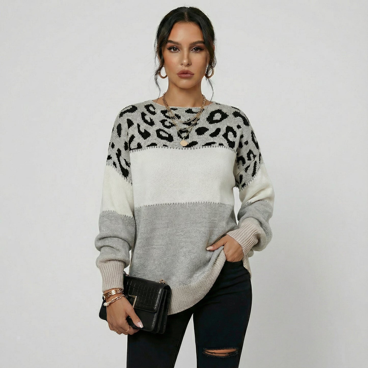 CASA NUA™║Elegante maglione leopardato