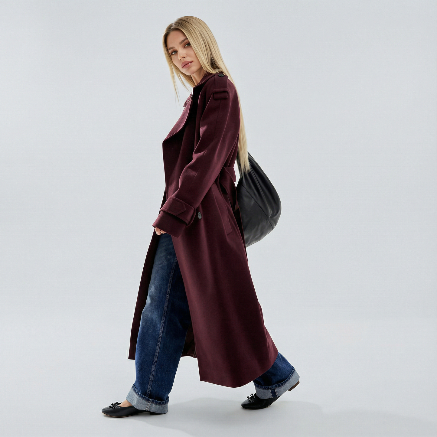AMELIA™║Gabardina bordeaux