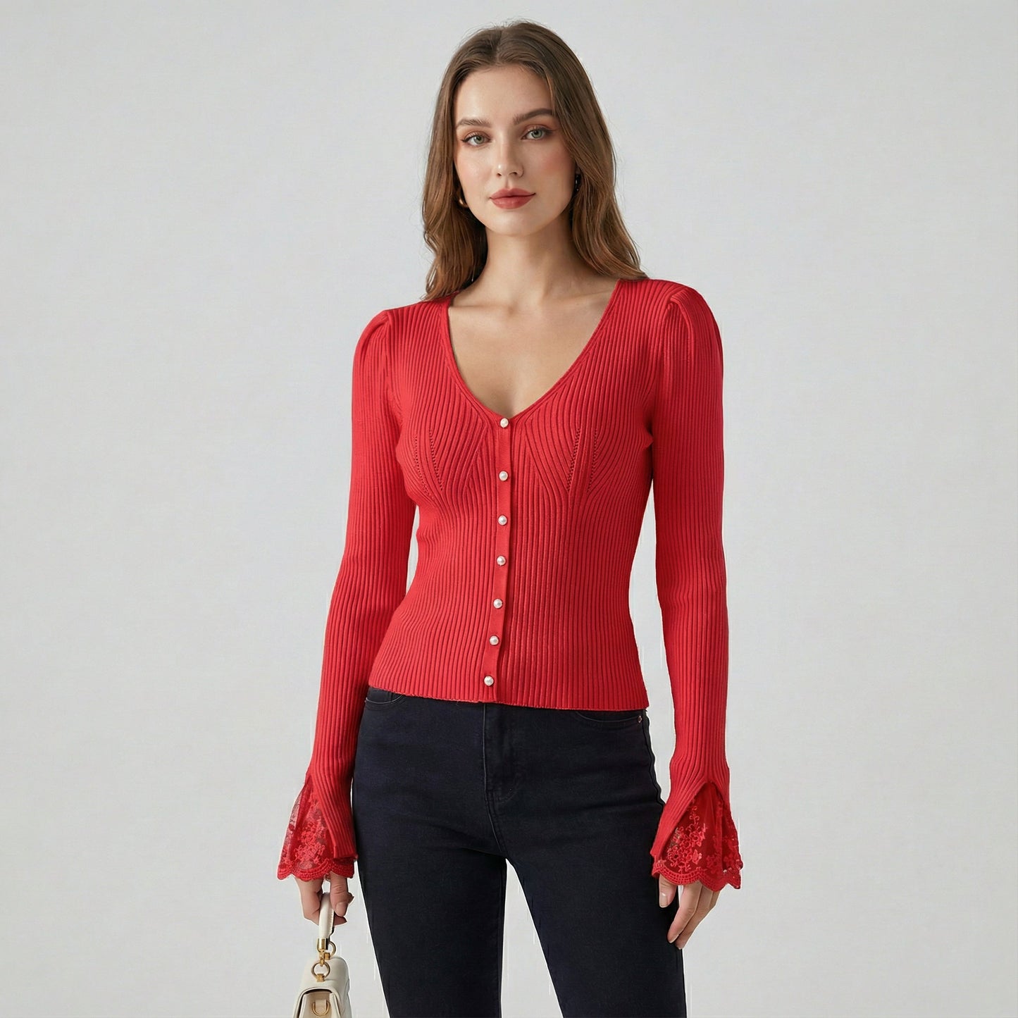 ELISE BELLE™║Maglione con maniche in pizzo