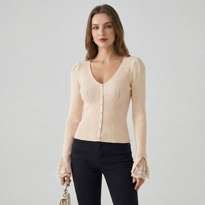 ELISE BELLE™║Maglione con maniche in pizzo