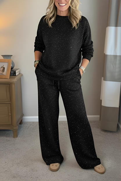 VIVIANA™║Girocollo, lucida, colore uniforme, stile completamente informale
