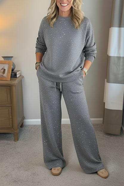 VIVIANA™║Girocollo, lucida, colore uniforme, stile completamente informale