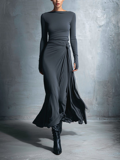 NAIARA║Vestito lungo con nodo laterale