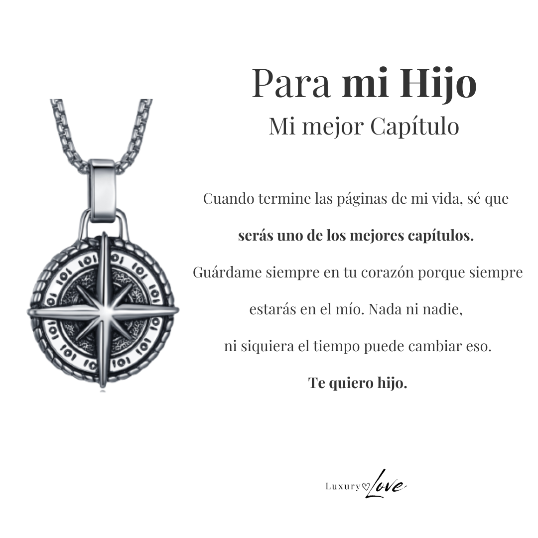 Collana Stella Polare® - Per mio Figlio (con nota dedicata e scatola in legno con luce)