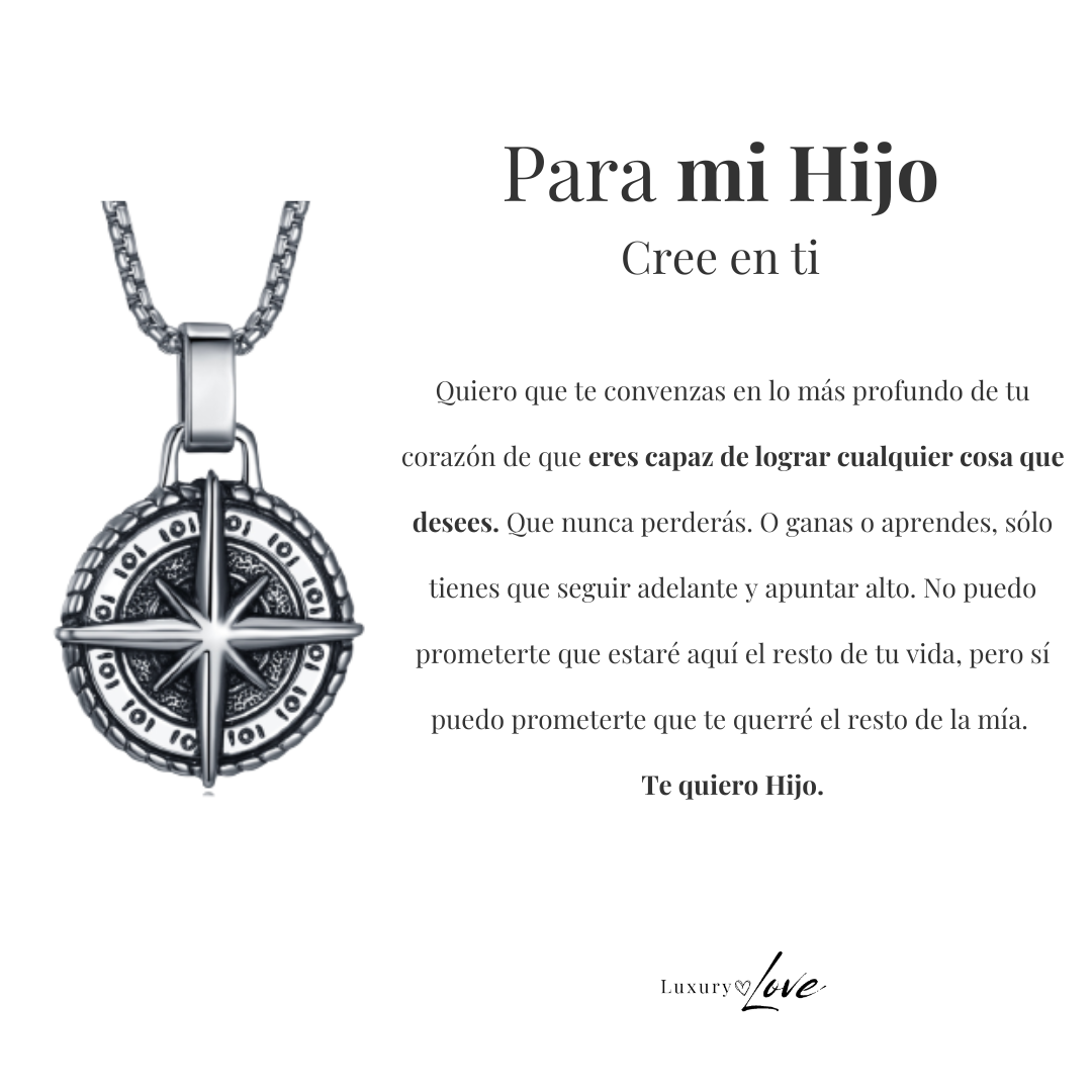 Collana Stella Polare® - Per mio Figlio (con nota dedicata e scatola in legno con luce)