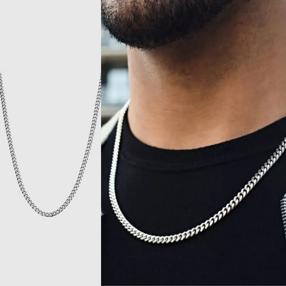 Collana Cuban Style® Argentata per il mio Uomo (con lettera dedicata e Scatola con Luce)