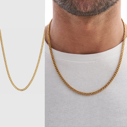Collana Cuban Style® Dorata per il mio Uomo (con lettera dedicata e Scatola con Luce)