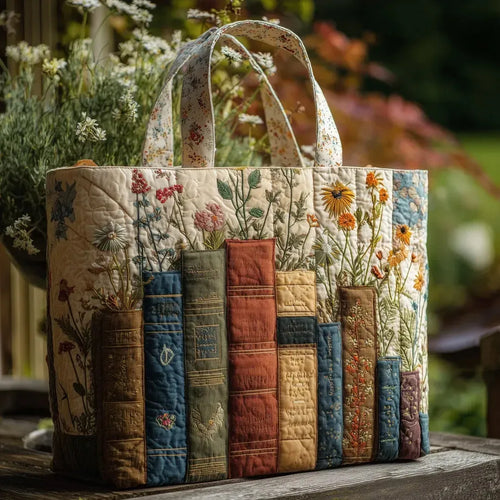 Bolso Matelassé hecho a mano: Libros y flores