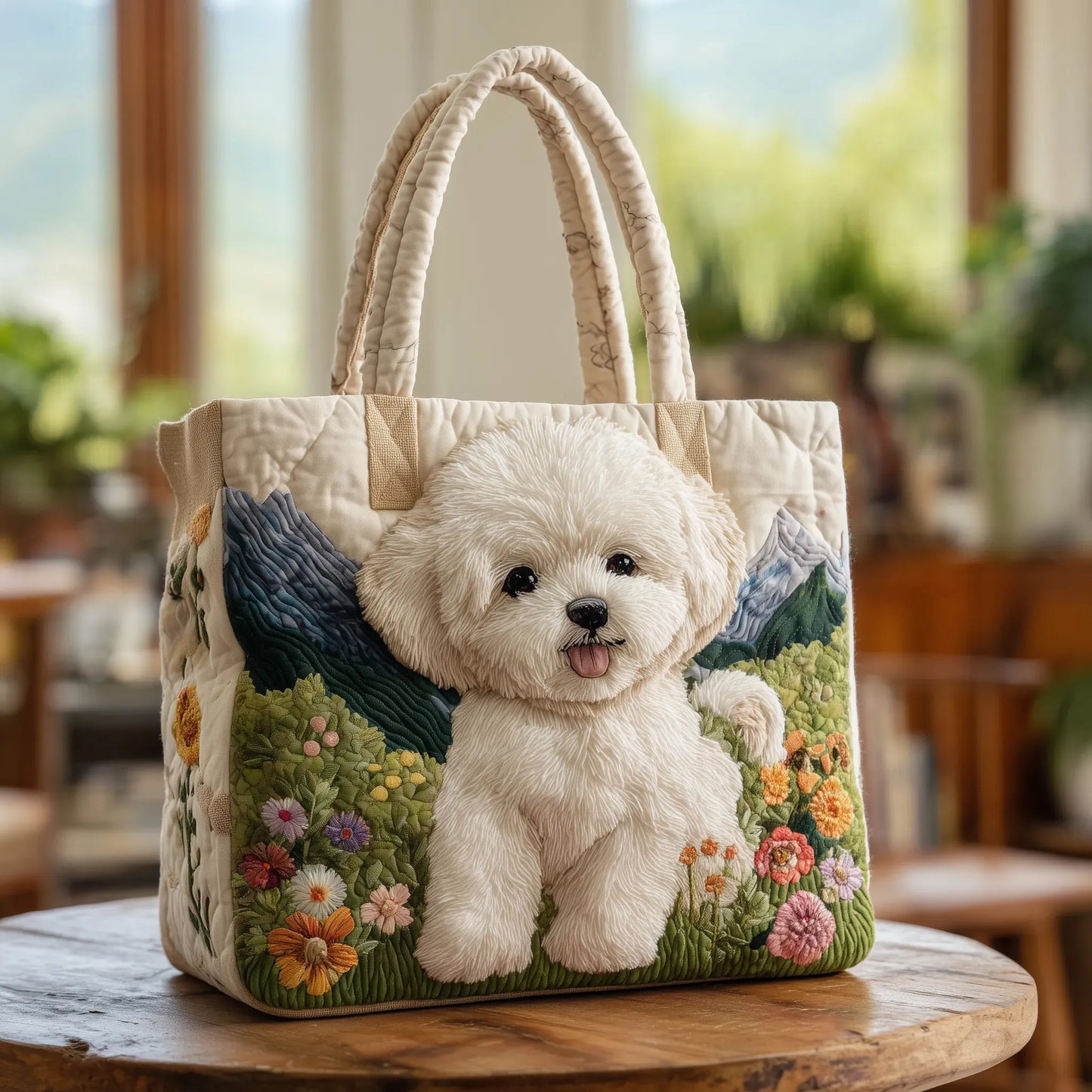 Bolso acolchado artesanal de perro