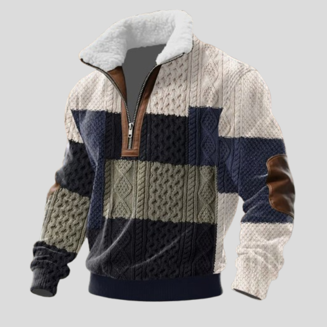 ROBERT™║Maglione con cerniera e colletto foderato