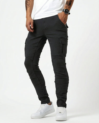 Pantaloni Cargo Blu Scuro Elasticizzati