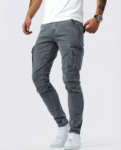 Pantaloni Cargo Blu Scuro Elasticizzati
