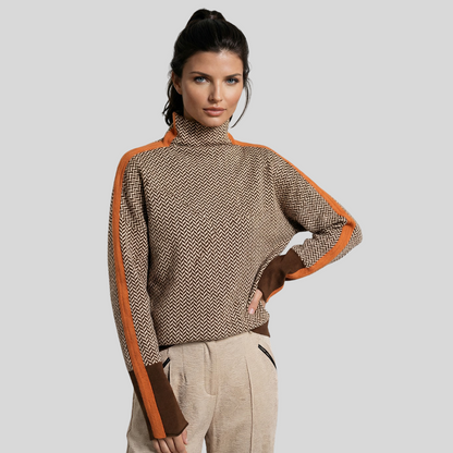 CLÉMENCE™║MAGLIONE A COLLO ALTO A RIGHE