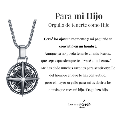 Collana Stella Polare® - Per mio Figlio (con nota dedicata e scatola in legno con luce)