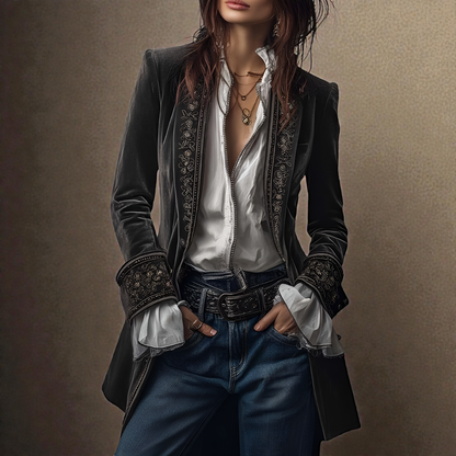 NURIA™║Elegante chaqueta de terciopelo