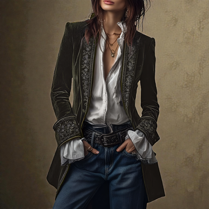 NURIA™║Elegante chaqueta de terciopelo