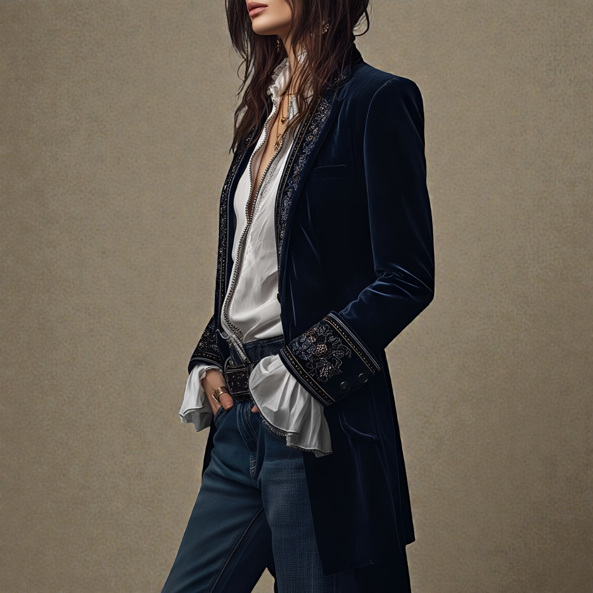NURIA™║Elegante chaqueta de terciopelo