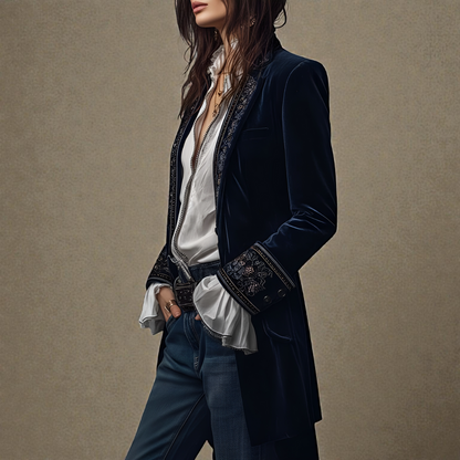 NURIA™║Elegante chaqueta de terciopelo