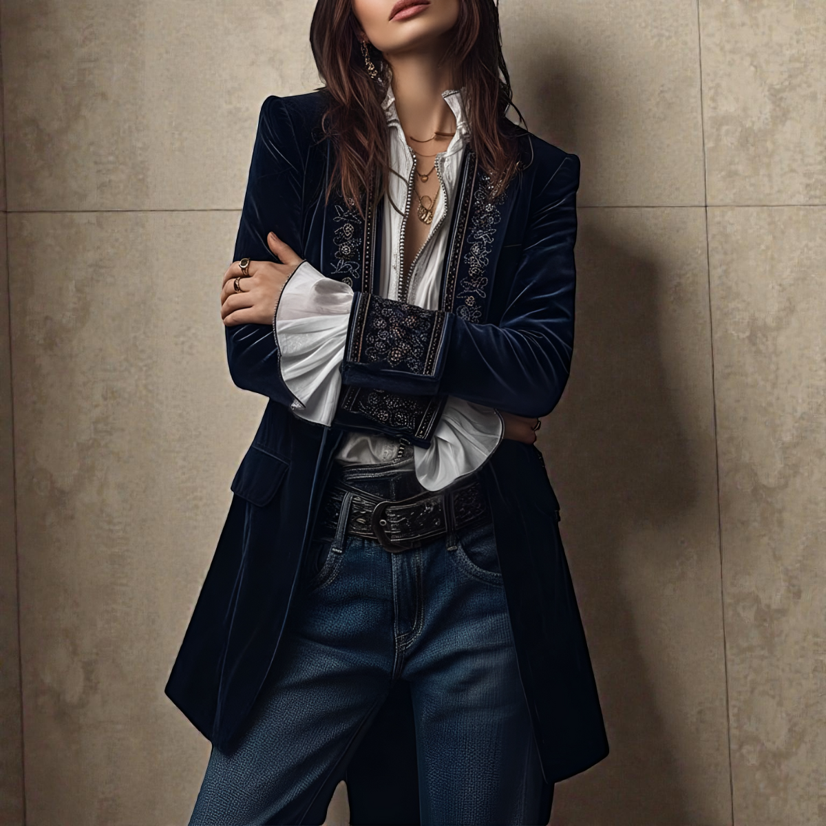 NURIA™║Elegante chaqueta de terciopelo