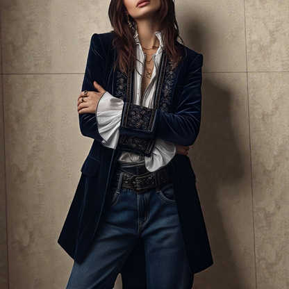 NURIA™║Elegante chaqueta de terciopelo