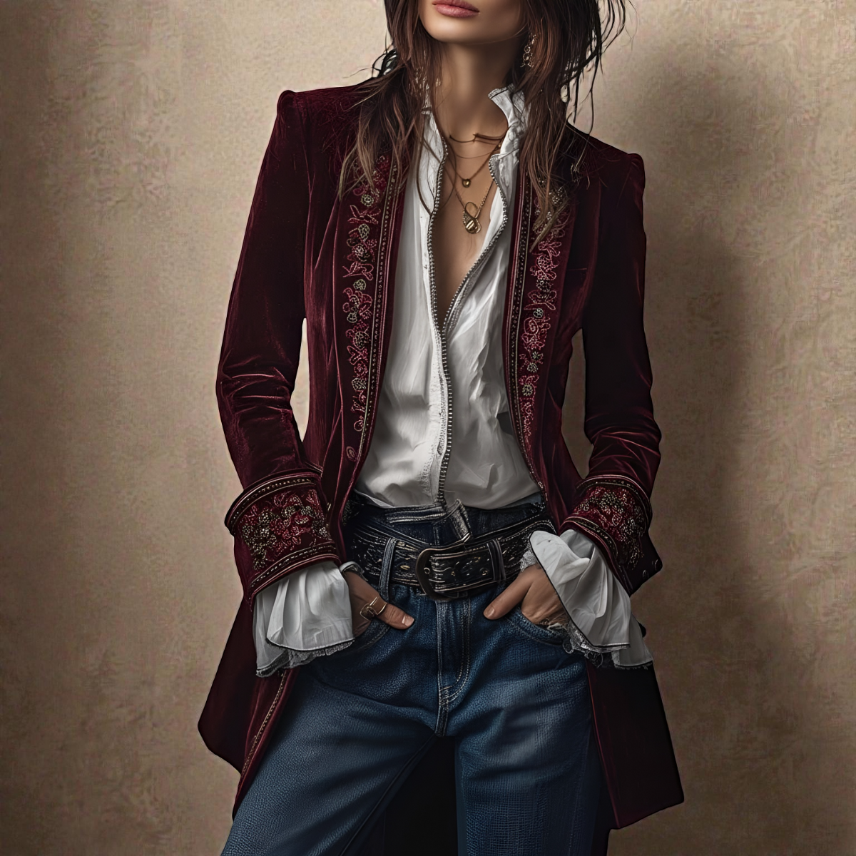 NURIA™║Elegante chaqueta de terciopelo
