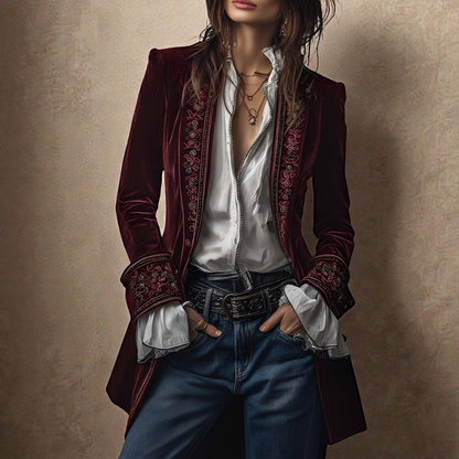 NURIA™║Elegante chaqueta de terciopelo