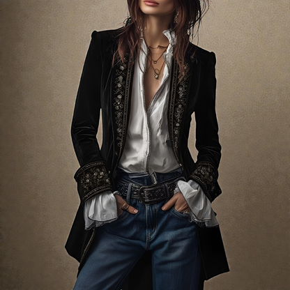 NURIA™║Elegante chaqueta de terciopelo