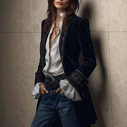 NURIA™║Elegante chaqueta de terciopelo