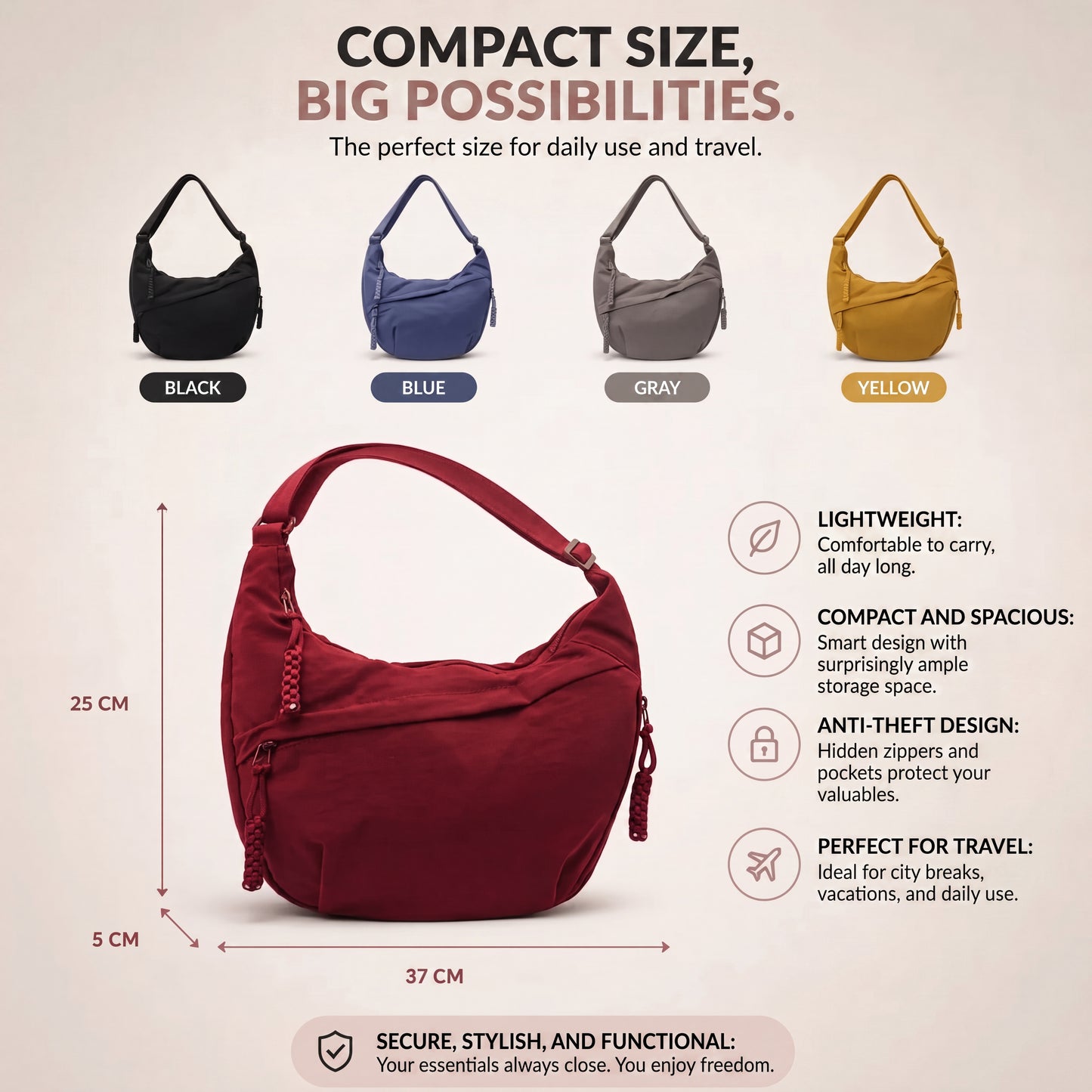 Chiara | Bolso de Hombro Gris