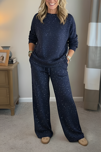 VIVIANA™║Girocollo, lucida, colore uniforme, stile completamente informale