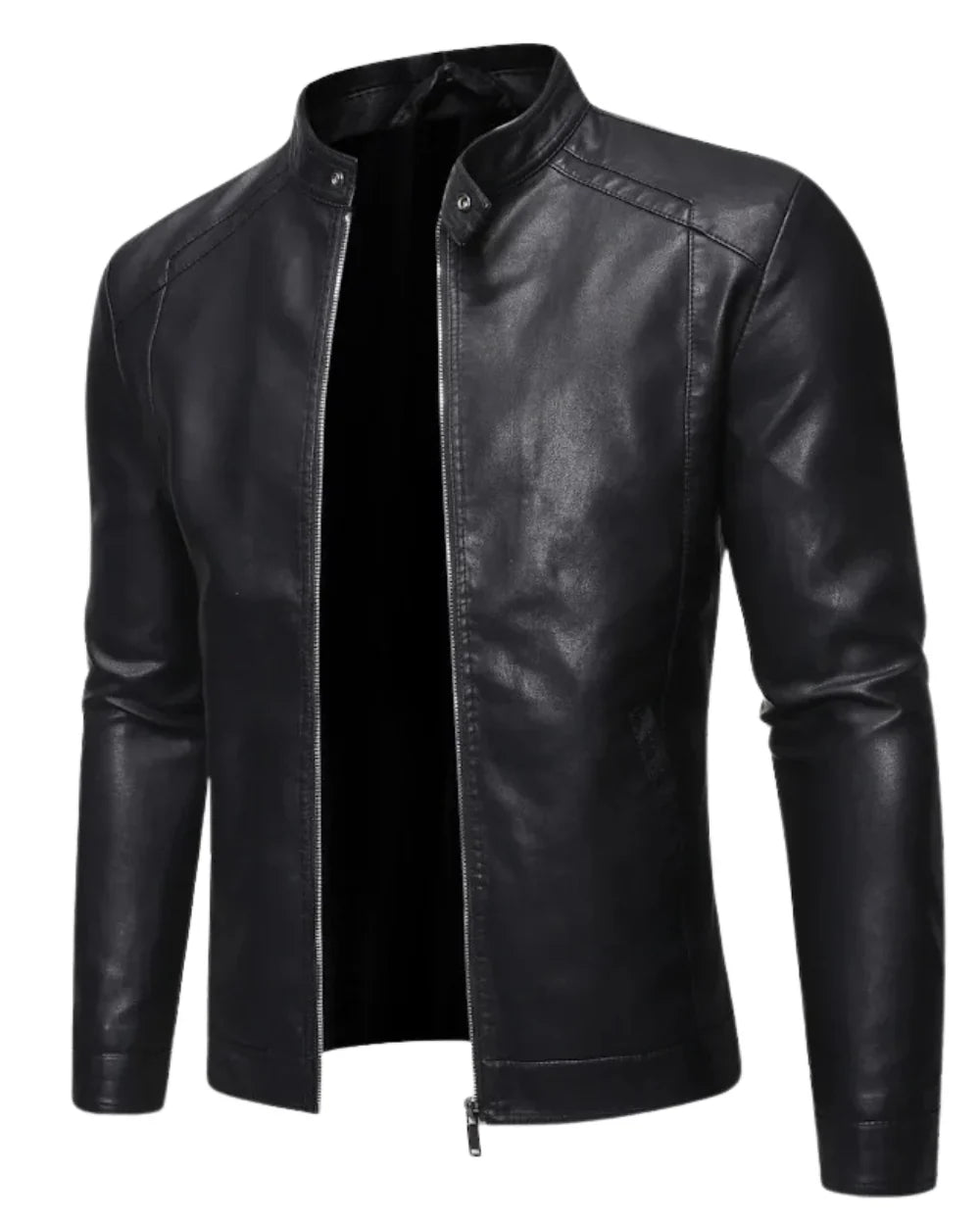 Chaqueta de piel con cuello alto