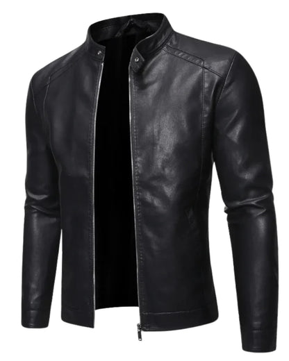 Chaqueta de piel con cuello alto