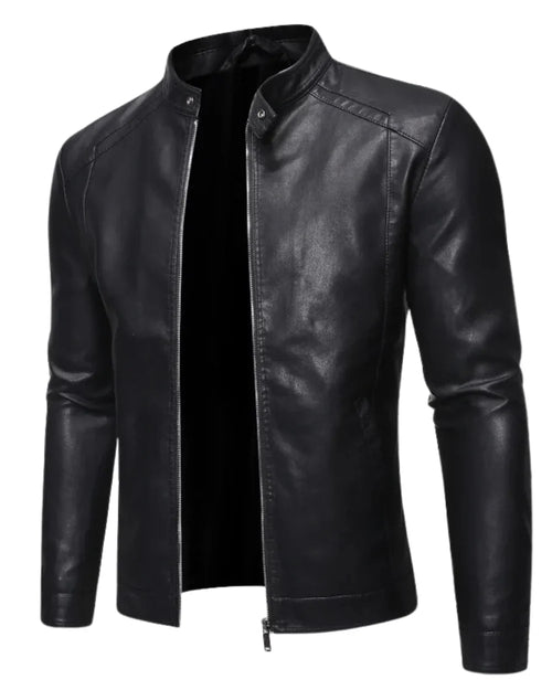 Chaqueta de piel con cuello alto