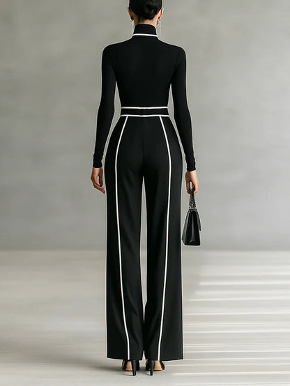 EMMA™║ Elegante completo due pezzi con collo alto e pantaloni a palazzo