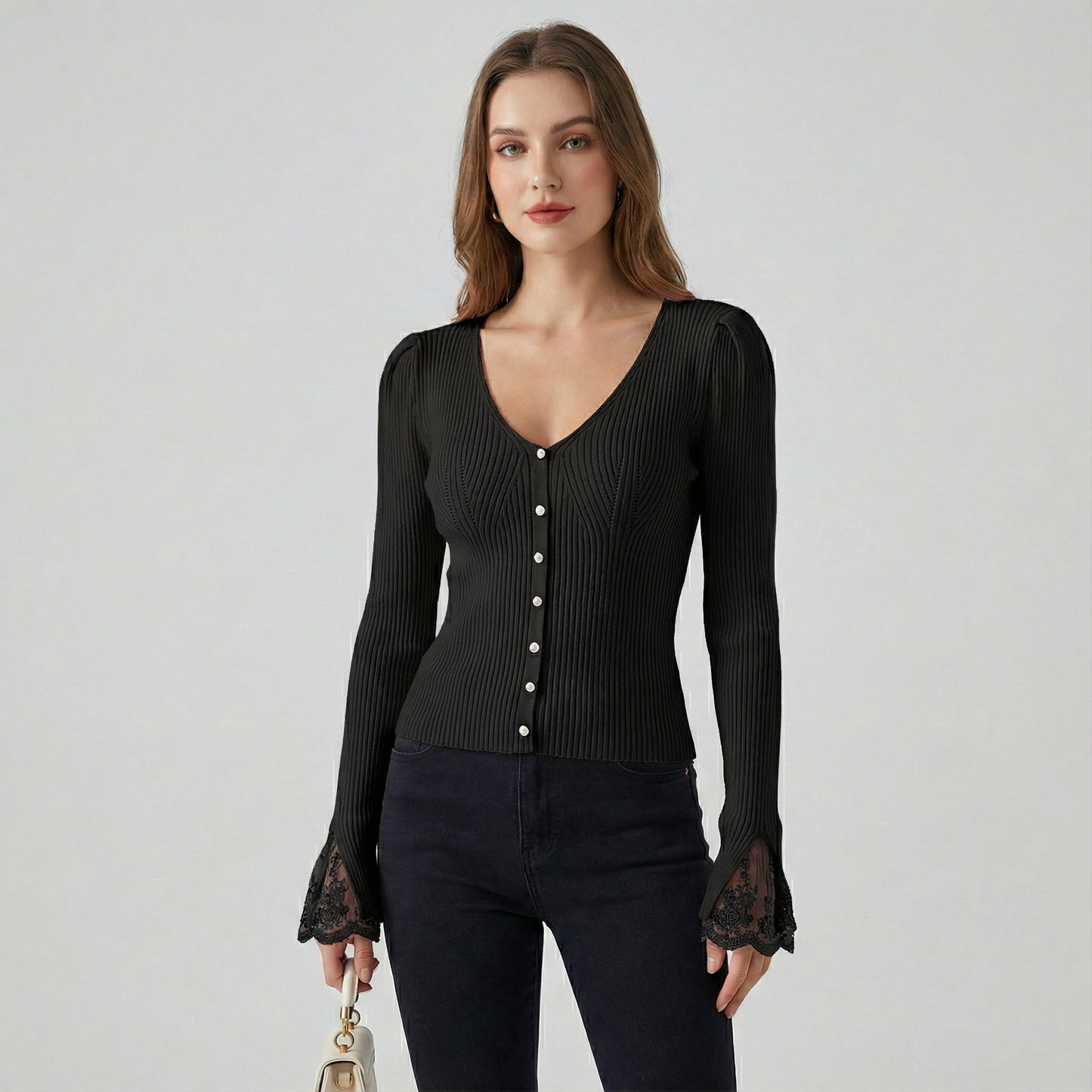 ELISE BELLE™║Maglione con maniche in pizzo