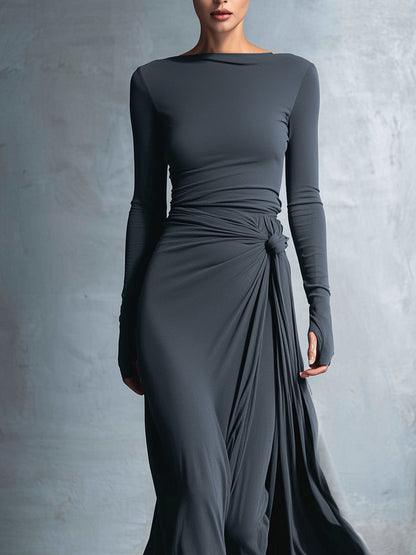 NAIARA║Vestito lungo con nodo laterale