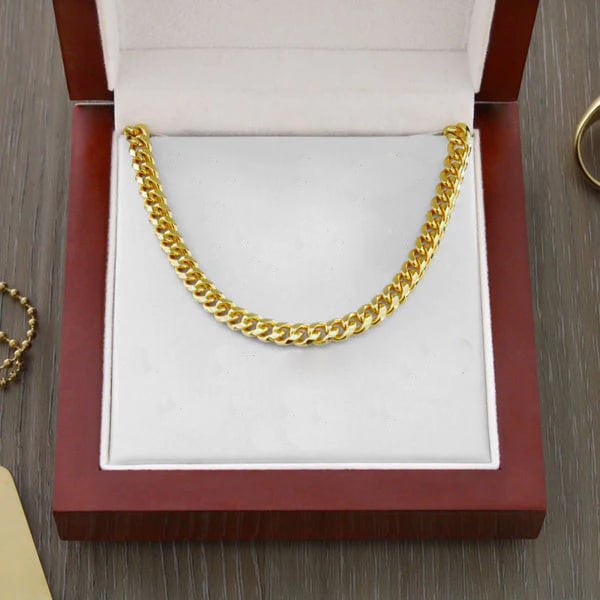 Collana Cuban Style® Dorata per il mio Uomo (con lettera dedicata e Scatola con Luce)