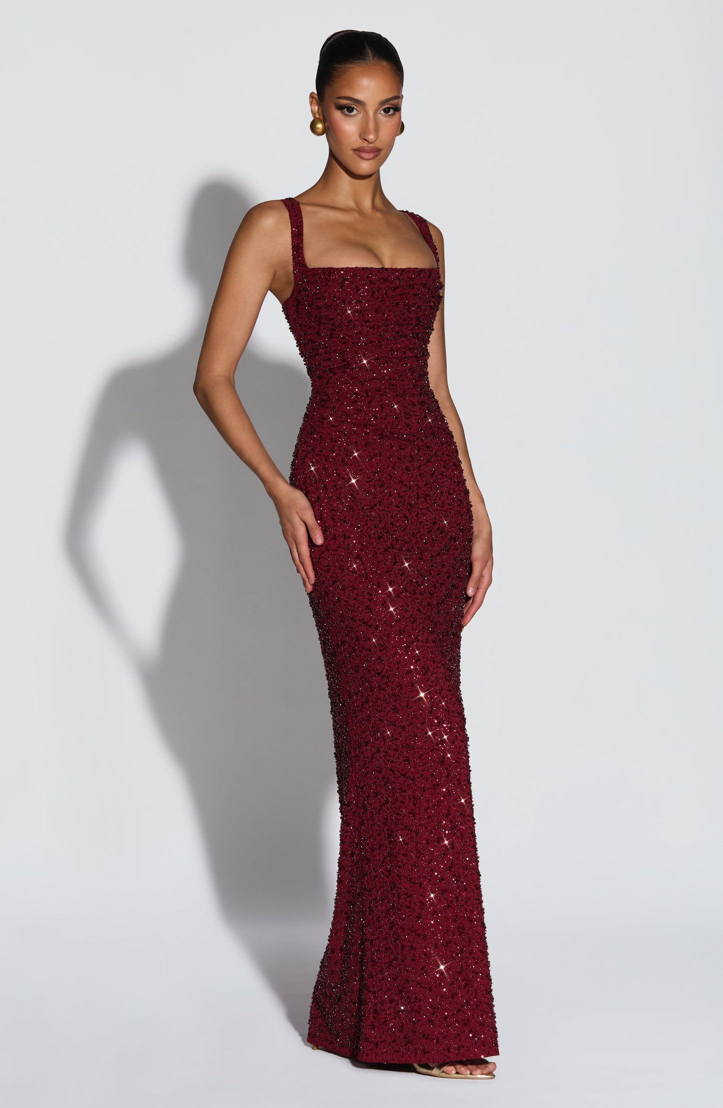 Vestido Calanthe Maxi | Marrón ciruela brillante