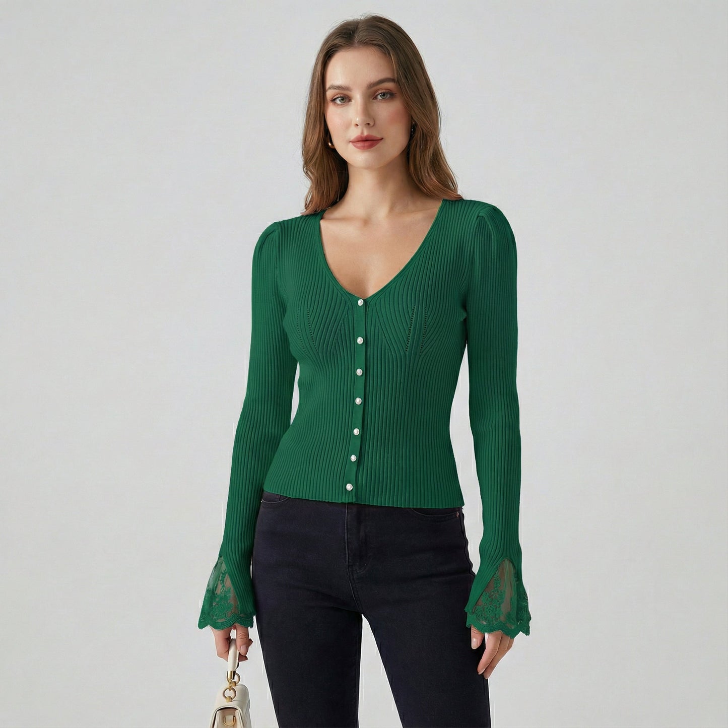 ELISE BELLE™║Maglione con maniche in pizzo
