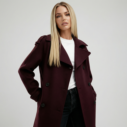 AMELIA™║Gabardina bordeaux
